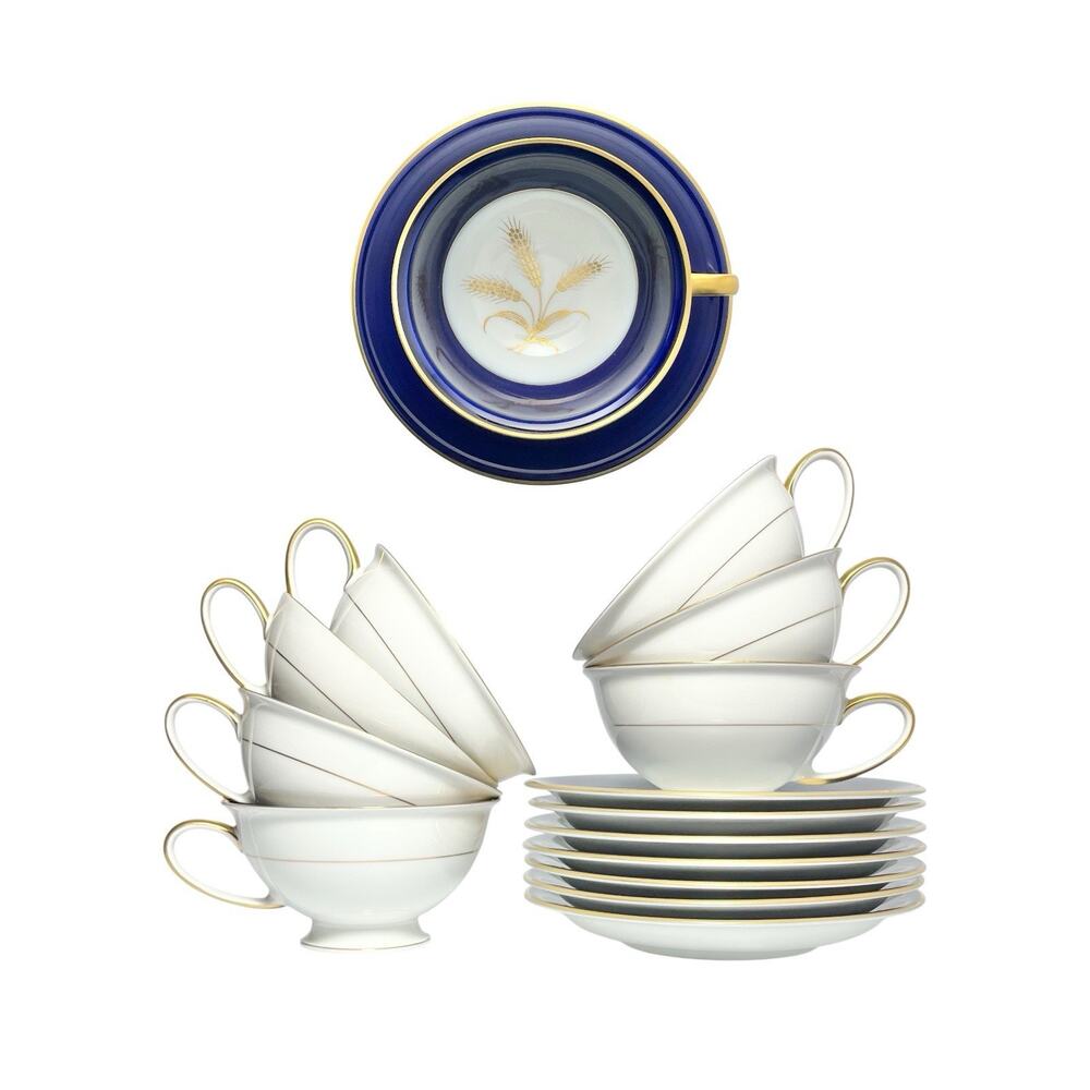 Rosenthal “Dignity” Set of 7 Bone China Tea Cups 2 1/4” 6oz & Saucers 6”